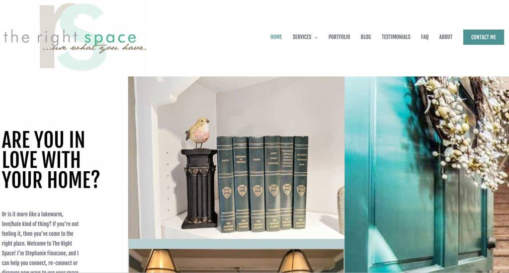 website redesign of The Right Space